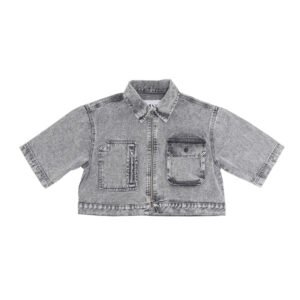 HLVY - Cropped Pockets Denim Zip Up