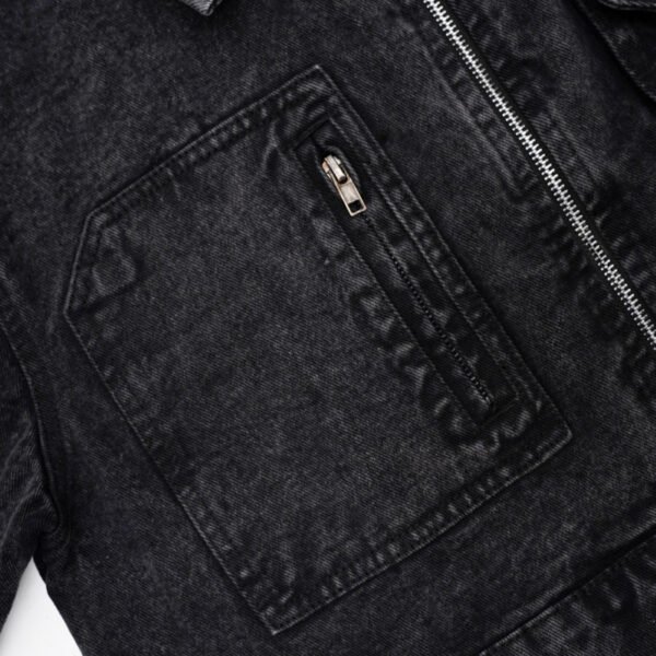HLVY - Cropped Pockets Denim Zip Up