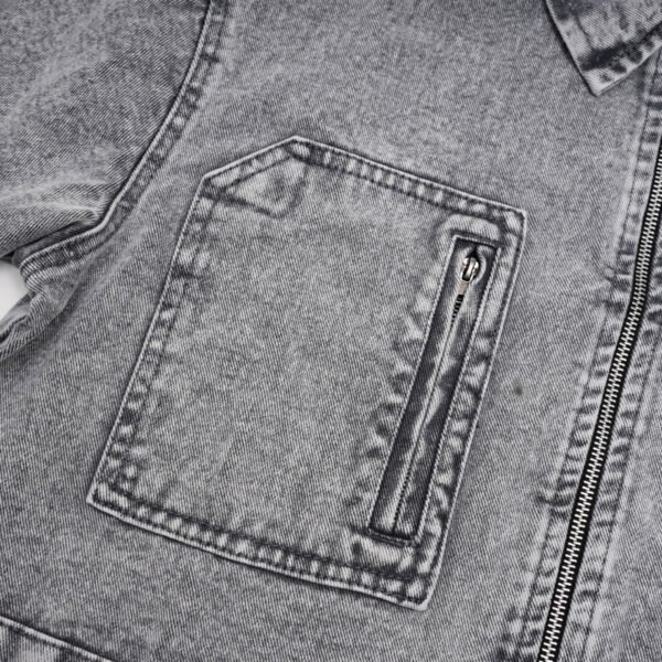 HLVY - Cropped Pockets Denim Zip Up