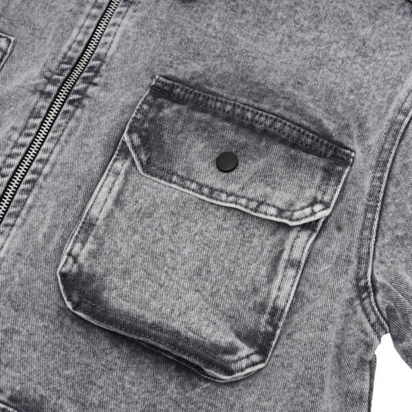 HLVY - Cropped Pockets Denim Zip Up